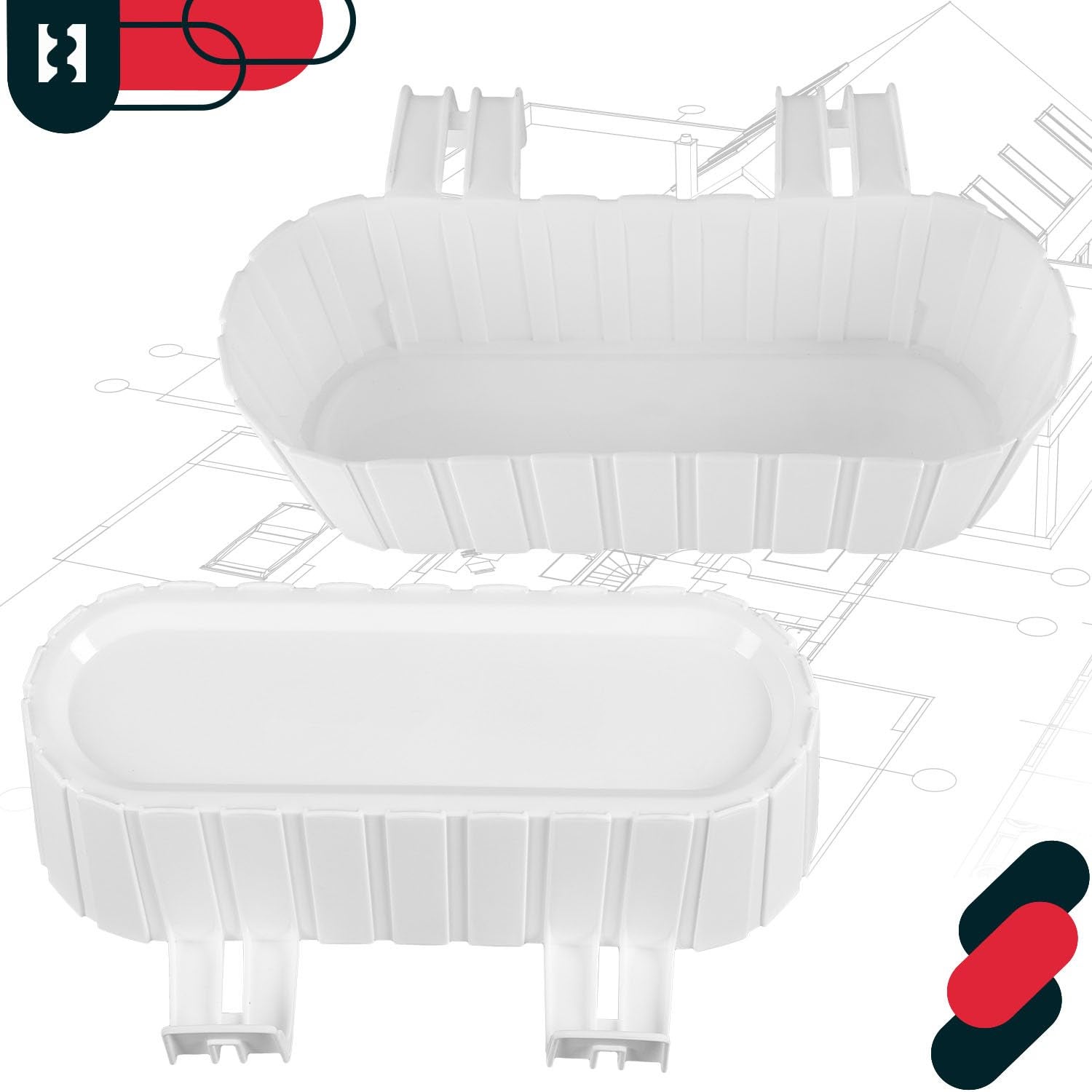 Doniczka Balkonowa na Balustradę - 40 x 15 x 15 cm - Skrzynka Plastikowa na Balkon - Owalna - Rustykalna - Biała KOTARBAU - 6
