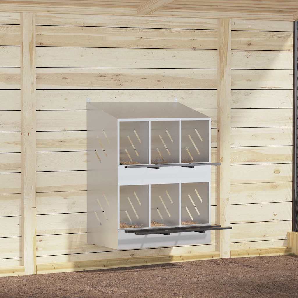 Nichoir à Poulet, 6 Compartiments Déroulants, Nichoir à Volaille En Metal Avec Trous Ventiles Boites De Ponte De Poulailler Boite De Ponte Antirouille Pour Cage A Lapin