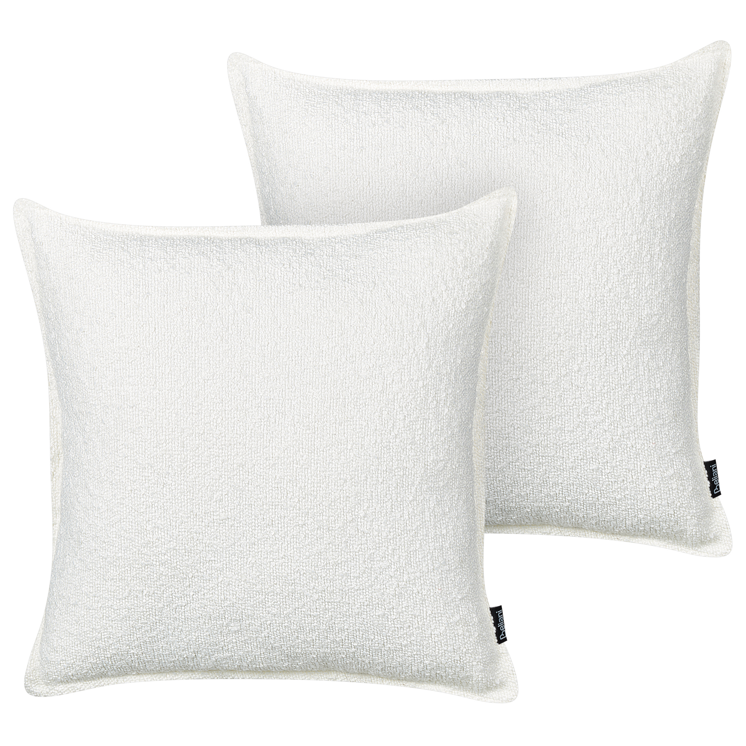 Beliani conjunto de 2 cojines decorativos senecia bouclé 45 x 45 cm blanco crema liso