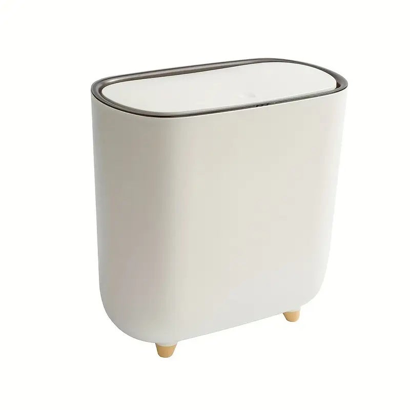 Poubelle de toilette fine avec couvercle, corbeille à déchets de salle de bain étroite en plastique pour espaces restreints - 7
