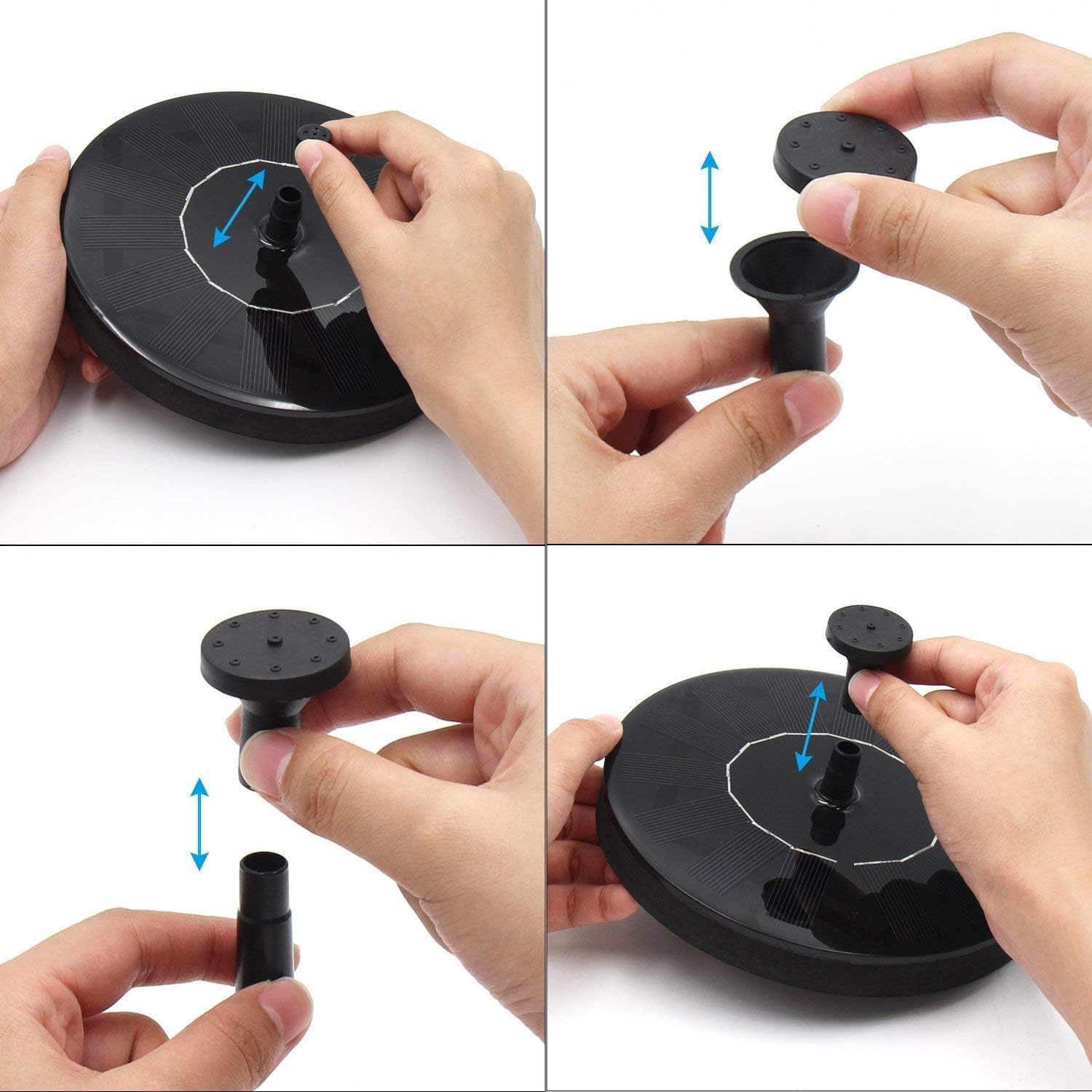 Fontaine Solaire, Pompe De Flottante avec 4 Buses De Pulvérisation pour Différents Débits d'eau, Idéale pour Les Bains d'oiseaux (1.4w) - 4
