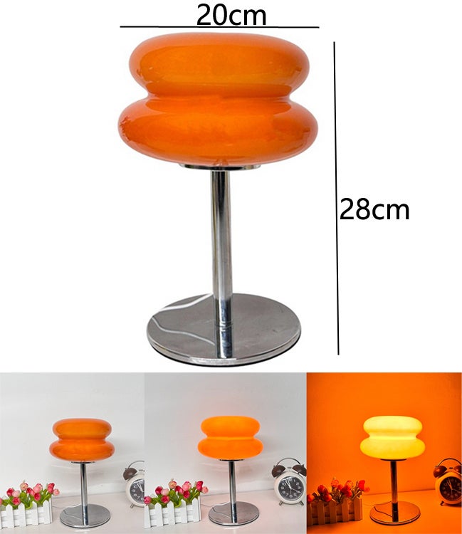 Lampe de chevet en PE, lampe de table moderne du milieu du siècle pour chevet, 3 températures de couleur, lampe de bureau rétro, orange - 2