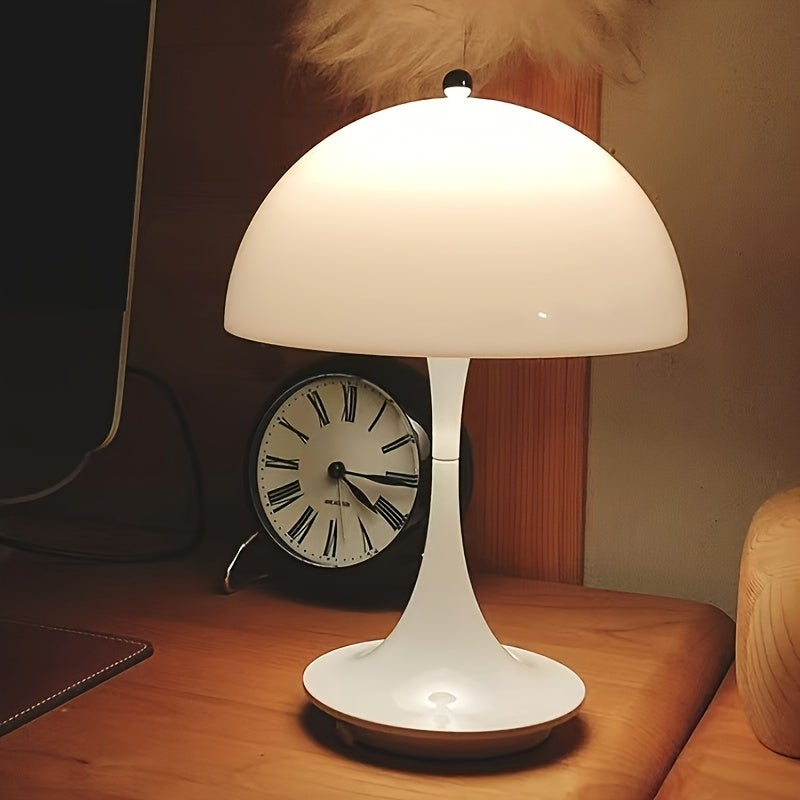 Lampe de table champignon sans fil, lampe de bureau rechargeable, lampe de chevet LED rétro, 3 couleurs de gradation de la température, blanc - 3