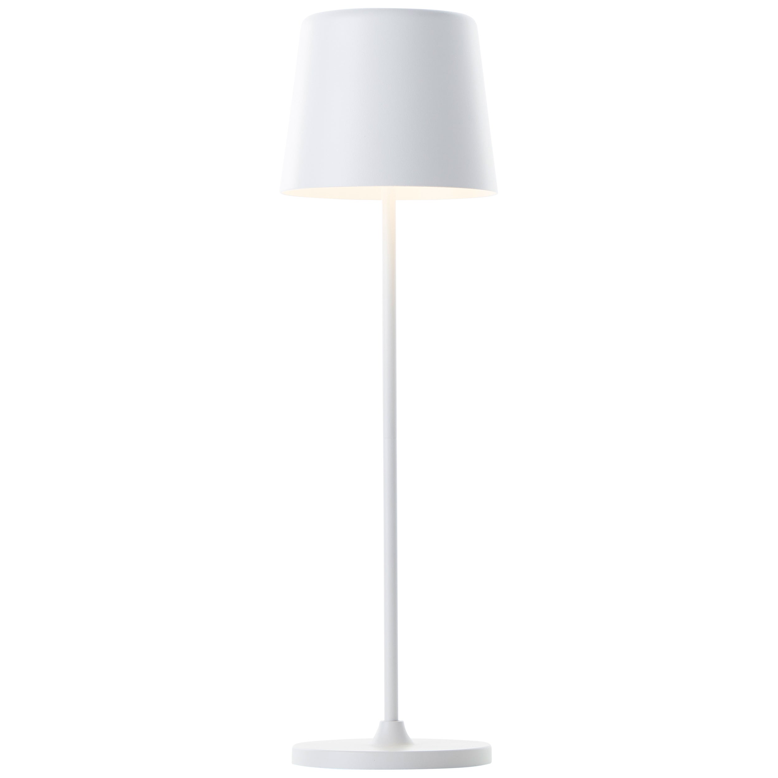 Lampa stołowa ogrodowa LED Brilliant Kaami, 37 cm, matowy biały metal/drewno, zintegrowana dioda LED 2 W