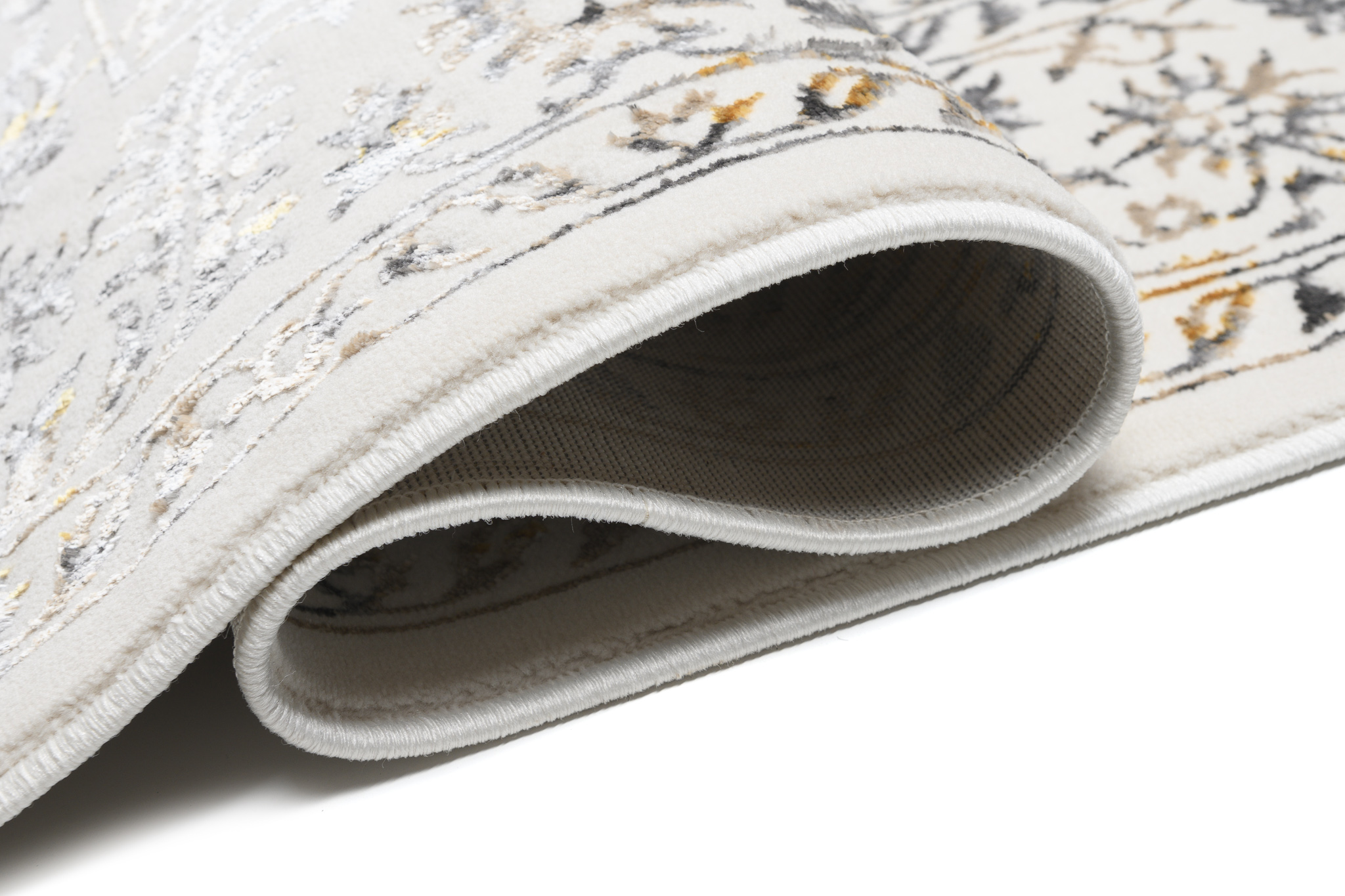 TAPISO Golden Tapis de Salon Moderne Vintage Crème Or Gris Beige Motif Ornamental Floral Bordure Doux Poil Court 160 x 230 cm - 3