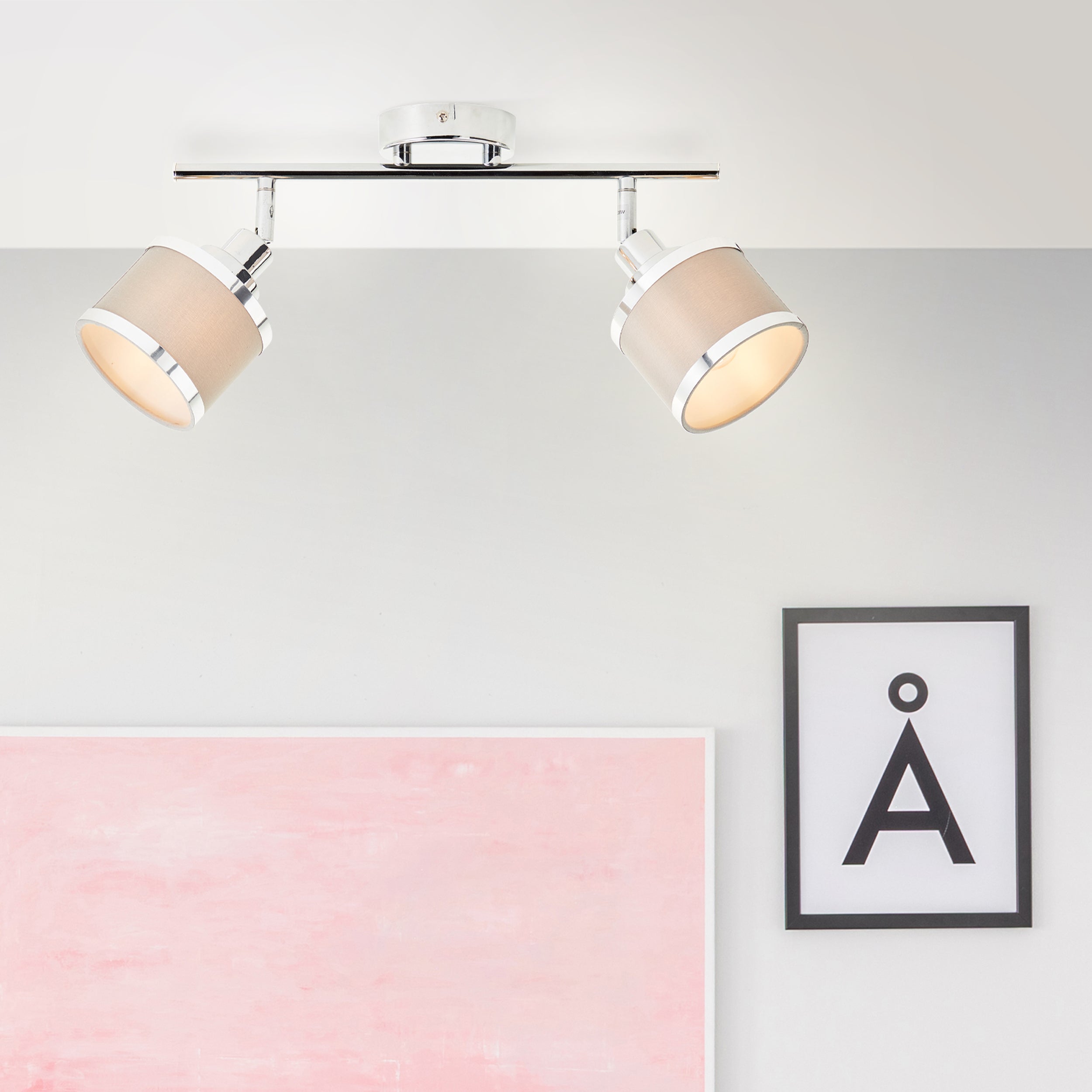Brilliant Alexia spot lampa tuba 2-lichts chrom/szary metal 2x D45, E14, 28 W - 6