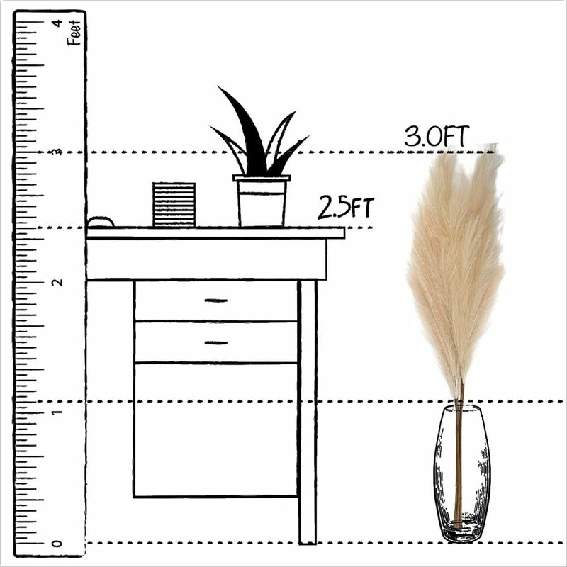 Lot De 9 Décorations En Herbe De Pampa Artificielle 45 Cm De Haut Fleurs En Herbe,De Vase De Sol Décorations Boho Pour - 2