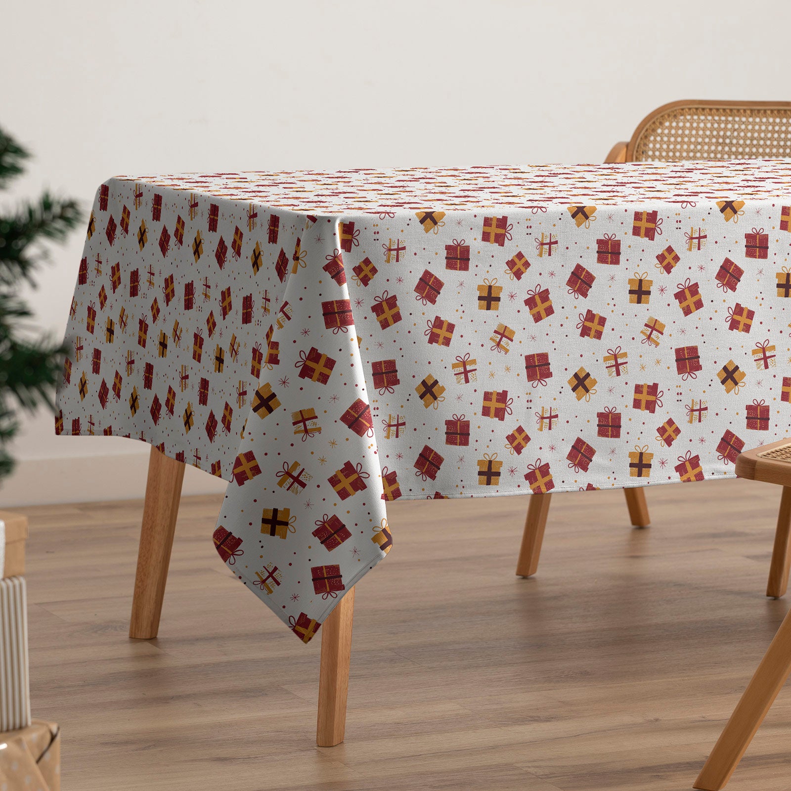 Tovaglia natalizia antimacchia rettangolare in tessuto di cotone 160x350 cm - Gift - 3