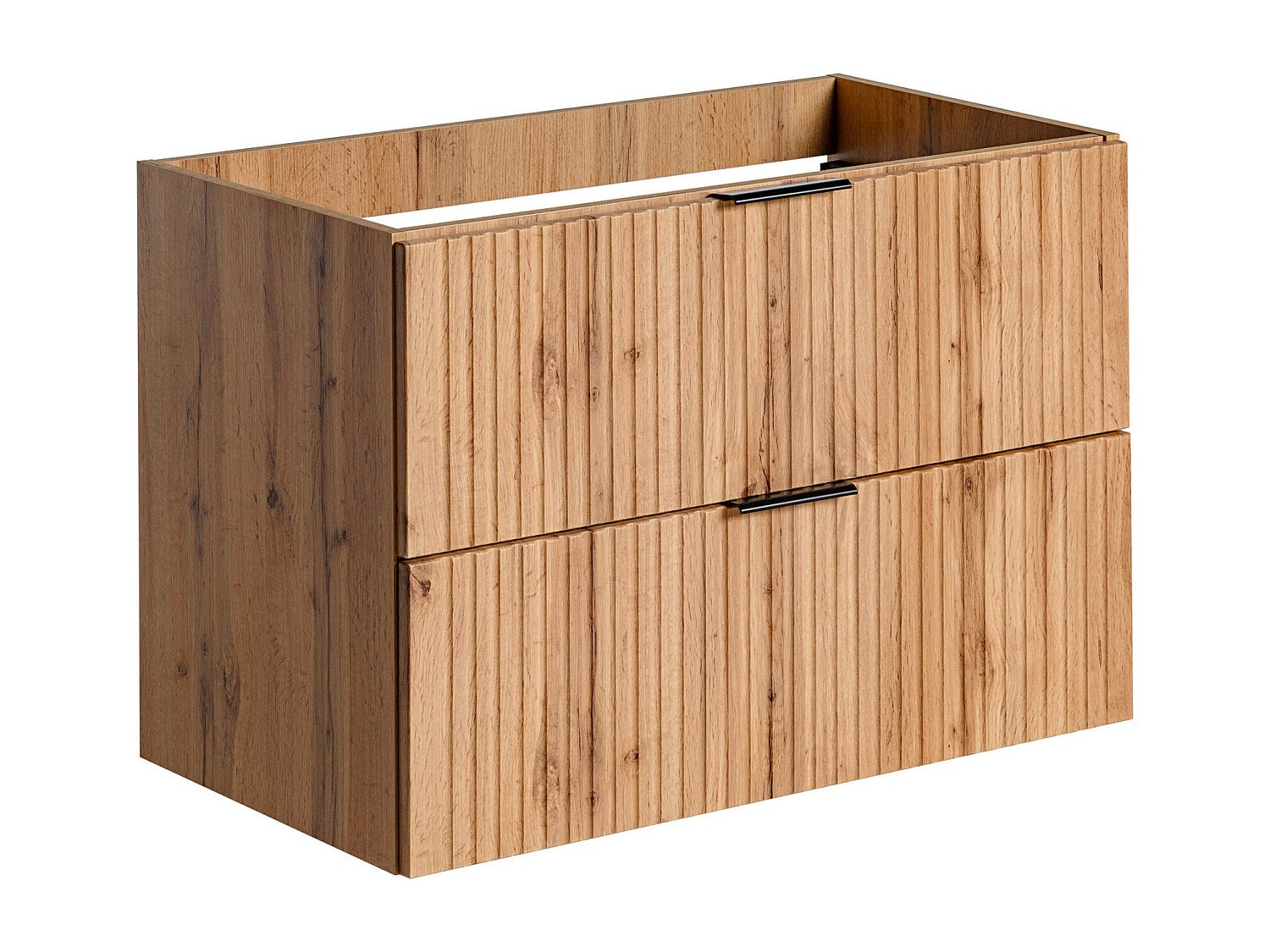 Meuble sous vasque suspendu strié - Naturel clair - L80 cm - ZEVARA - 3