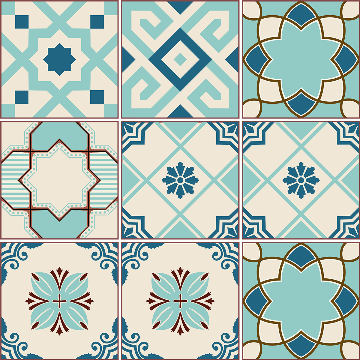 9 adesivi piastrelle di cemento azulejos leria - Sticker adesivo - adesivi murali - 9stickers15x15cm - 2