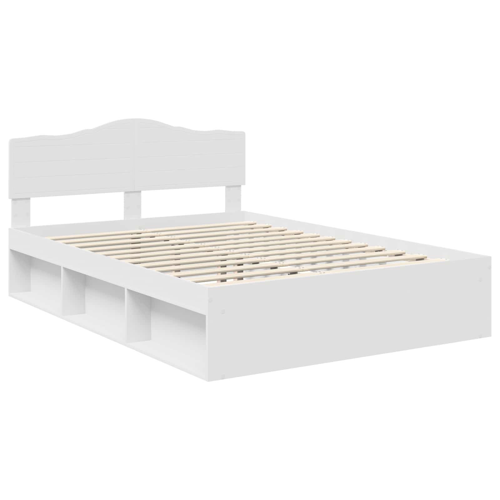 Cadre de lit blanc 140 x 190 cm en bois de pin massif - 4
