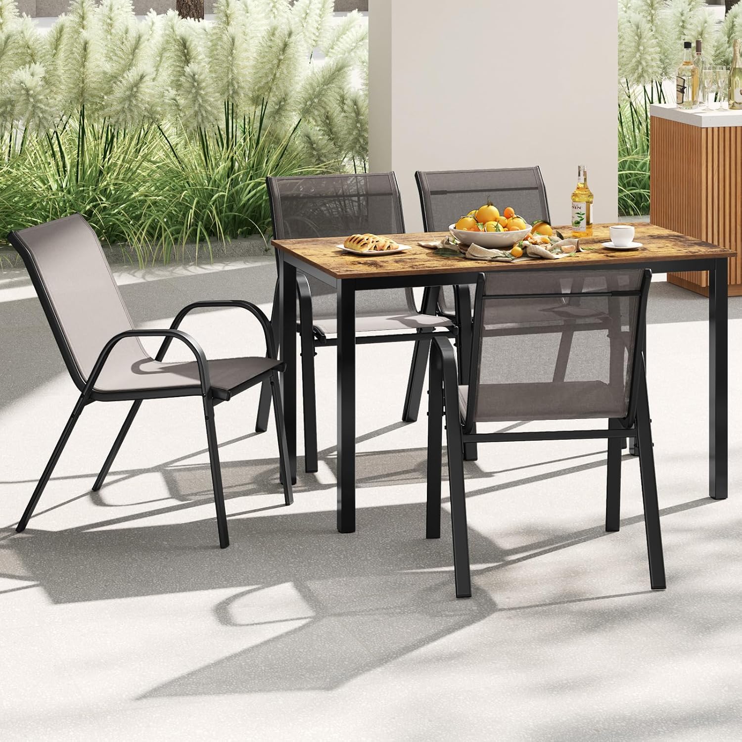KOMFOTTEU Set Di 2/4 Sedie Da Giardino, Sedie Impilabili Da Esterno In Tessuto Con Telaio - 7