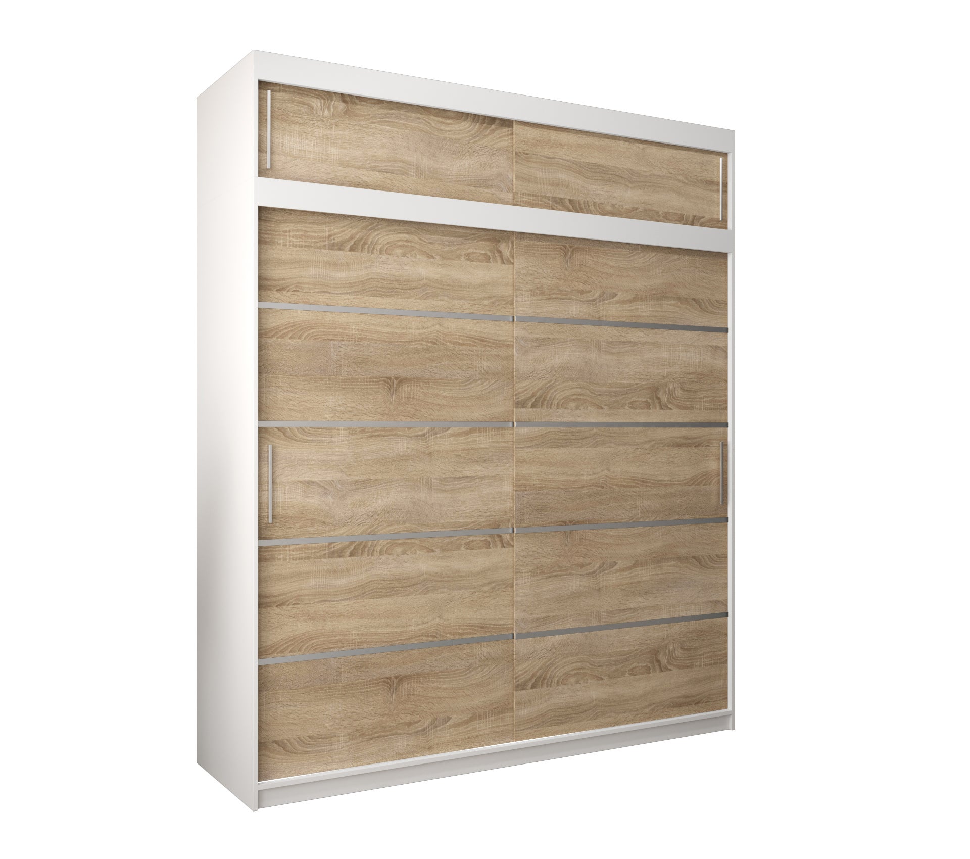Szafa przesuwna z nadstawką garderoba Verona 1 200 x 62 x 240 cm Biały + Sonoma - Abiks Meble