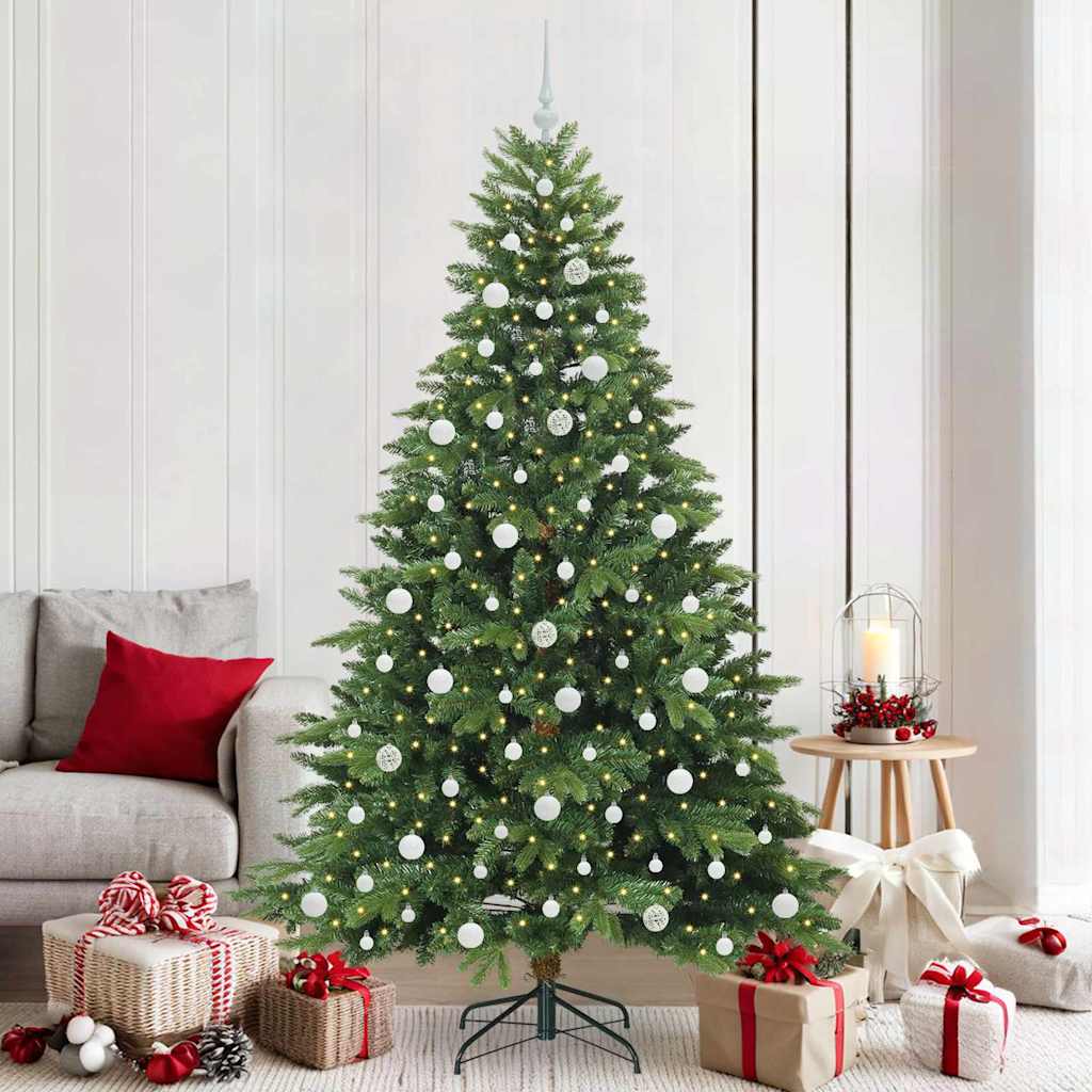 Sztuczna choinka z 300 diodami LED Zielony 210 cm PE i PVC