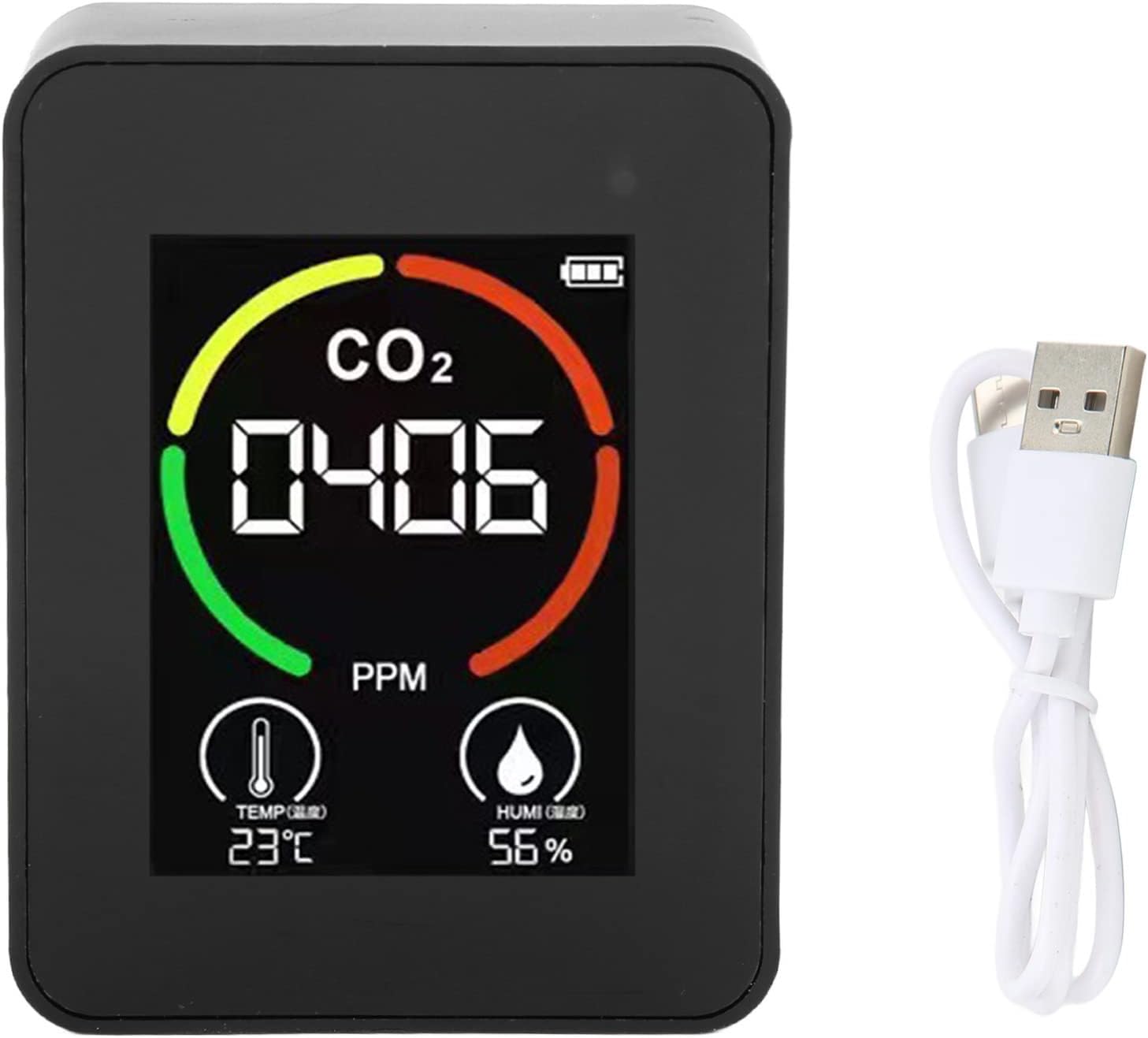 Czujnik CO2, przenośny detektor dwutlenku węgla, monitor temperatury i wilgotności Tester podświetlenia USB do użytku domowego
