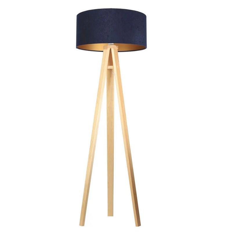 Lampa stojąca HOME 50 granatowa/złoty/sosna