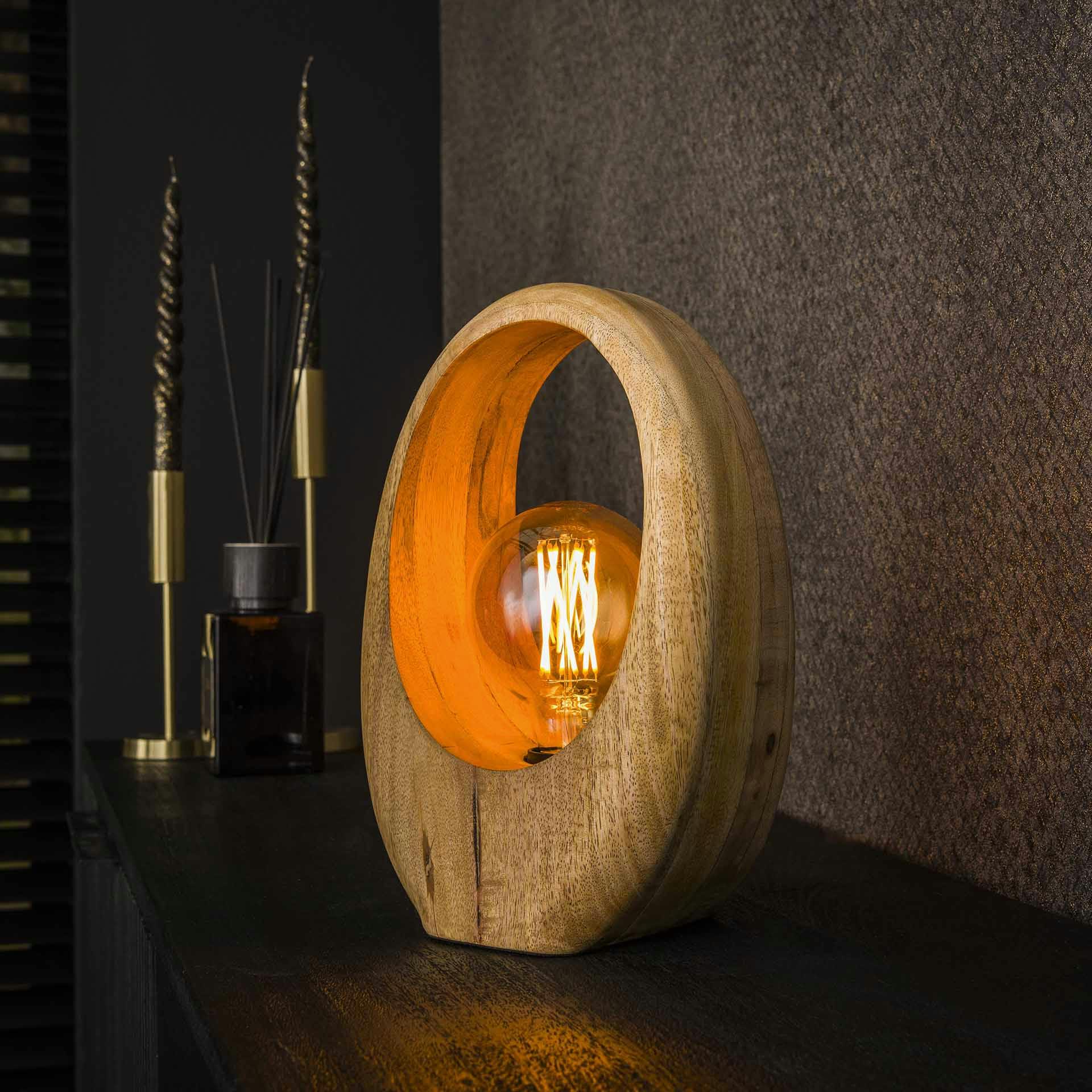 Lampe De Table En Bois - Naturel - Occasion - Pour Salon Ou Bureau