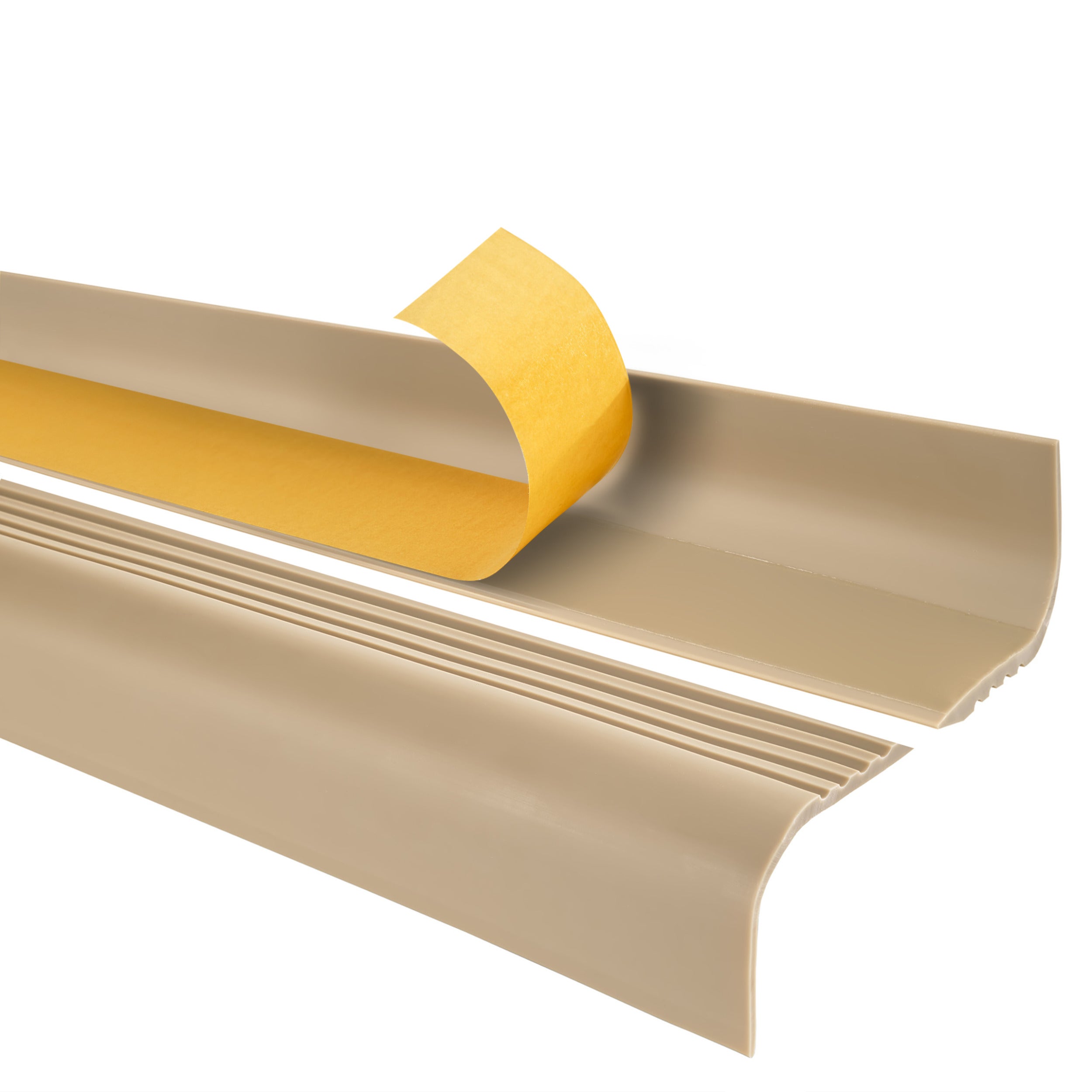 Samoprzylepny profil schodowy 52x40 mm PVC na krawędzie stopni z ryflowaniem - 110 cm, beżowy