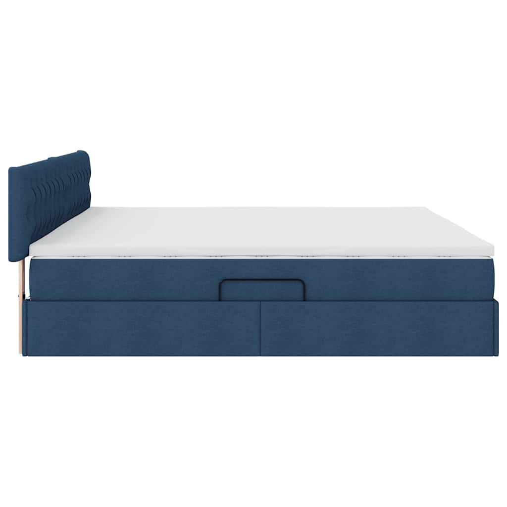 Lit avec rangement et matelas en velours bleu pour la chambre, 200 × 200 cm - 9