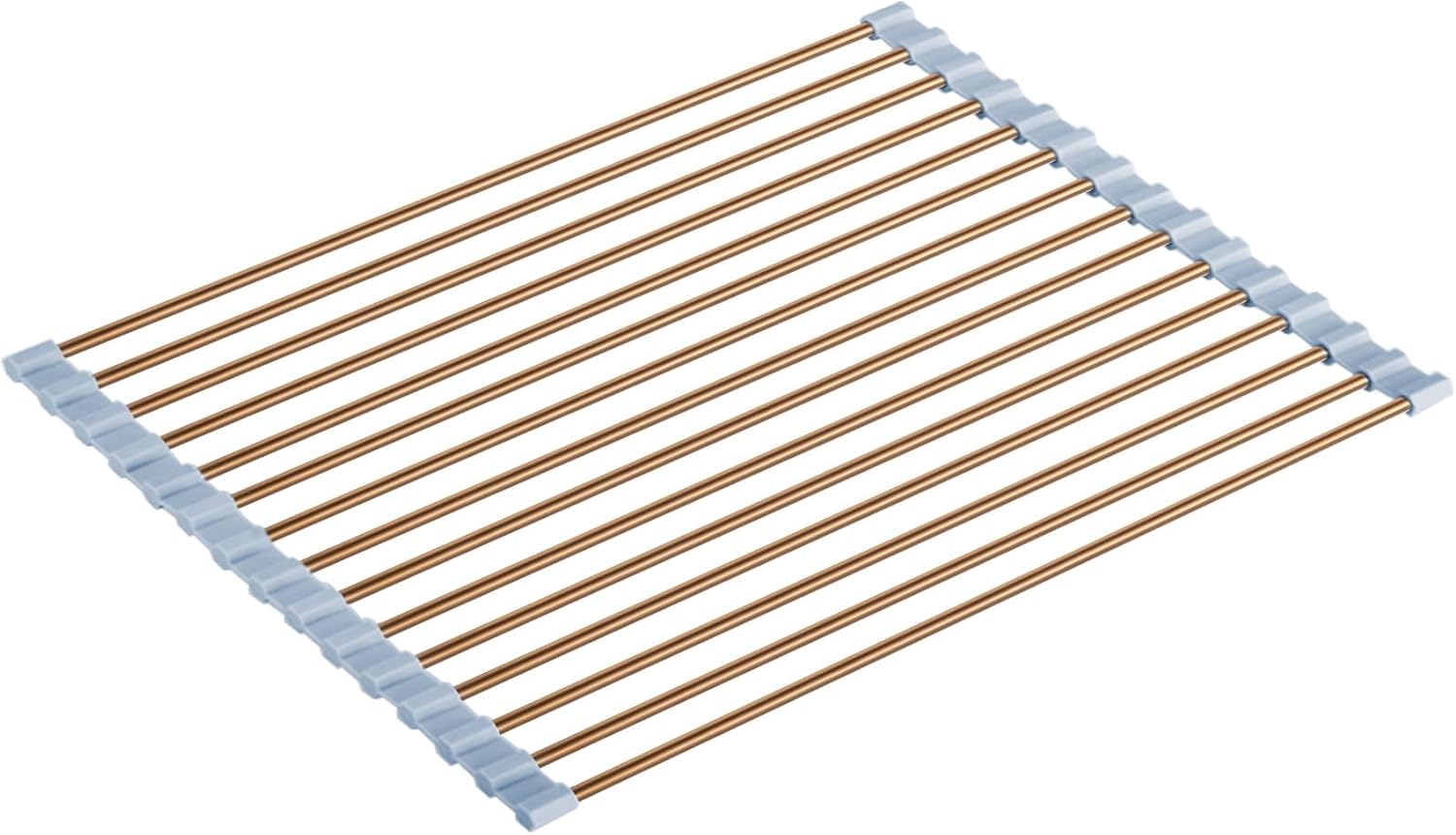 Szara składana suszarka do naczyń, 15 rurek 43 x 30 cm, 1 mata na blat kuchenny, składana suszarka do naczyń, ociekacz ze stali nierdzewnej