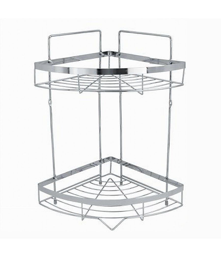 Organizer Angolare Da Bagno A 2 Livelli - Scaffale Salvaspazio Per Ripiani, Lavabo O Angolo Doccia - Contenitore Portaoggetti In Plastica Per Cosmetici E Detersivi