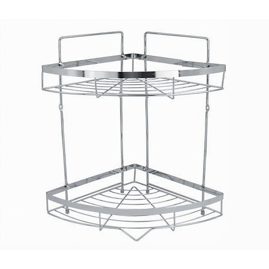 Organizer Angolare Da Bagno A 2 Livelli - Scaffale Salvaspazio Per Ripiani, Lavabo O Angolo Doccia - Contenitore Portaoggetti In Plastica Per Cosmetici E Detersivi