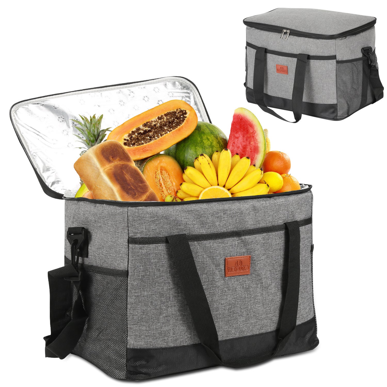Sac isotherme 33l - bolso de almuerzo impermeable - pligable - gran capacidad para trabajo, viaje, playa, picnic, camping - gris