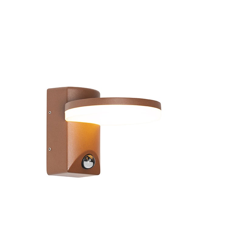 Lampa ścienna zewnętrzna brązowa rdza w tym LED IP54 czujnik ruchu - Esmee
