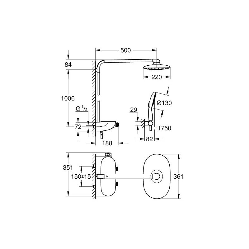 GROHE Colonne de douche thermostatique Rainshower System SmartControl 360 Mono - 4