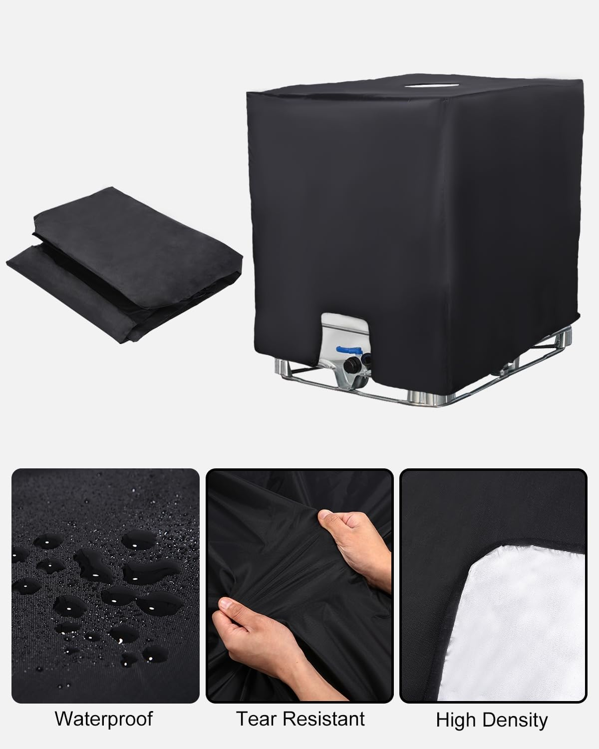 Bache pour Cuve 1000L IBC, Bache de réservoir d'eau Couvercle, Anti-UV Anti-poussière Couverture Container Réservoir IBC, Housse Protection - 3
