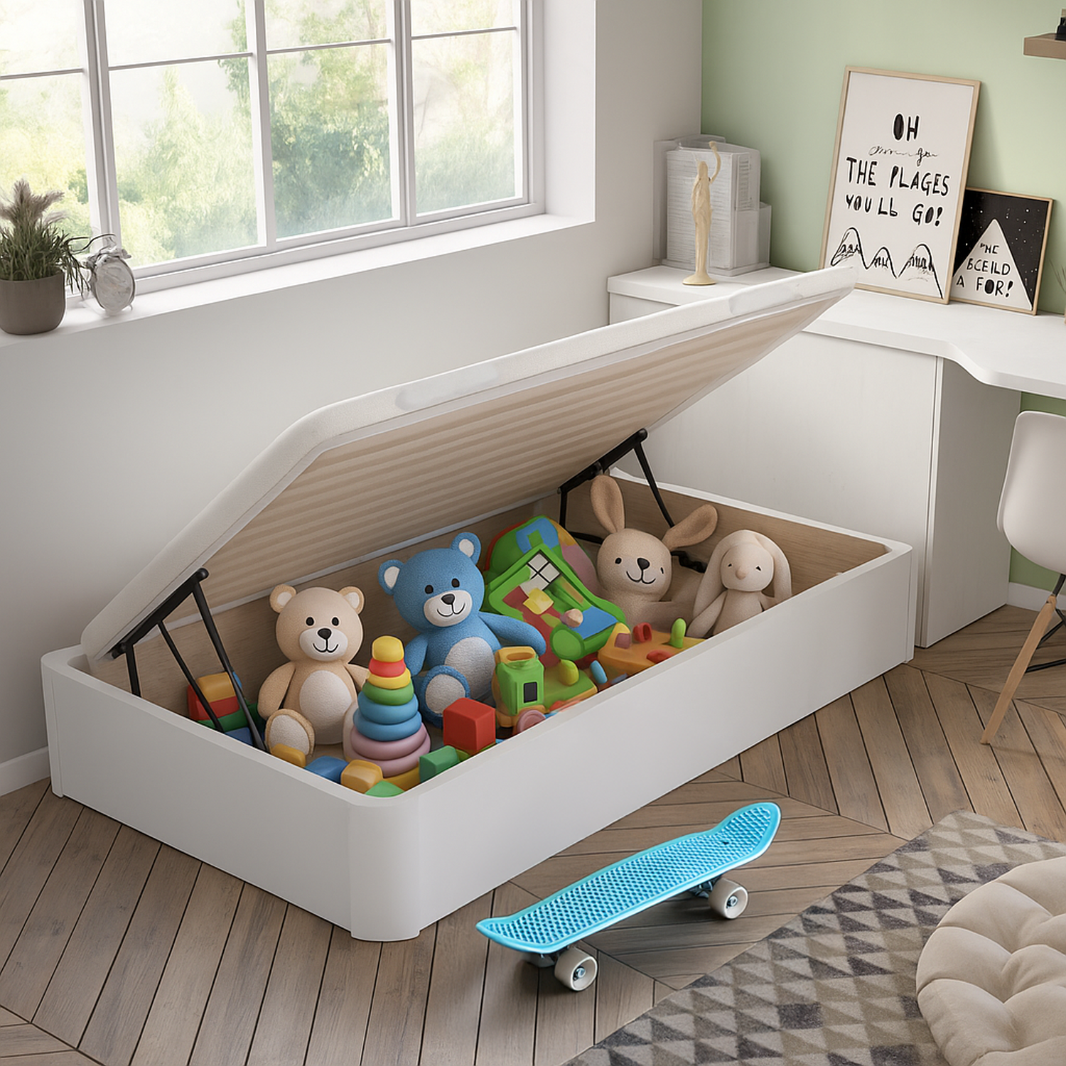 Canapé abatible 31cm - 90x190 | ENVÍO, MONTAJE Y RECOGIDA ANTIGUO INCLUIDO | ROYAL SLEEP | Blanco | Apertura Lateral - 2