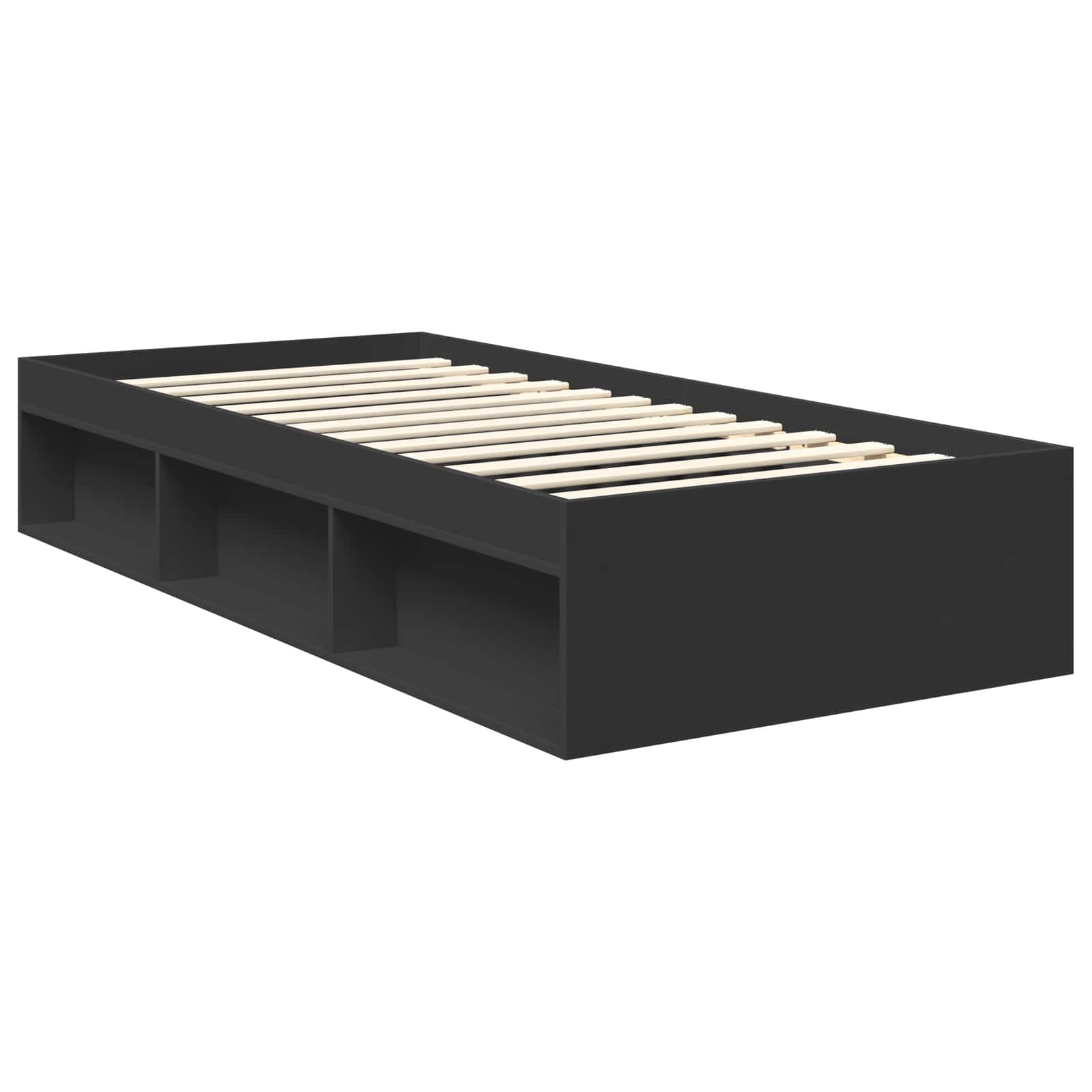 Cadre de lit noir 90 x 190 cm pin massif - 5