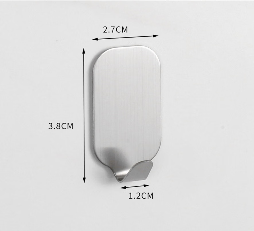 Caianwin 2 Pezzi Ganci Adesivi Acciaio Inox, Appendi Porta Asciugamani Inox Bagno Antiruggine Ganci Adesivi - Bagno e Cucina Porta Asciugamani Senza Trapano