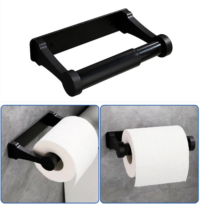 Samoprzylepny uchwyt na rolkę papieru toaletowego 15 cm ze stopu aluminium do łazienki, bez konieczności wiercenia otworów