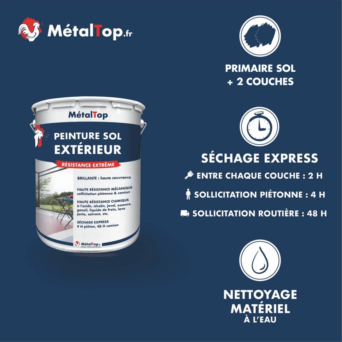 Peinture Sol Exterieur - Brun noir - RAL 8022 - 15 L - Métaltop - 4