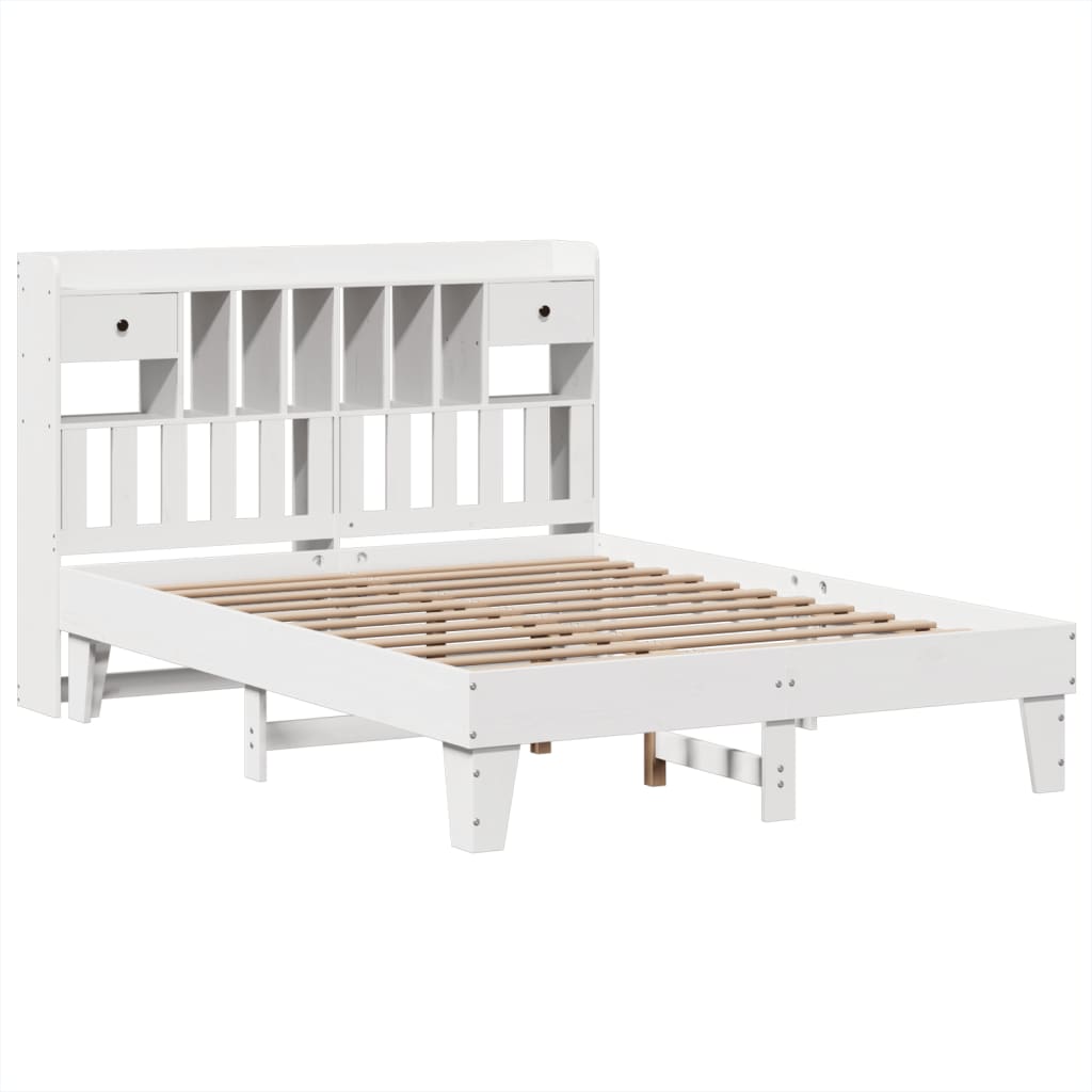 Cadre de lit sans matelas blanc 160 x 200 cm bois de pin massif - 3
