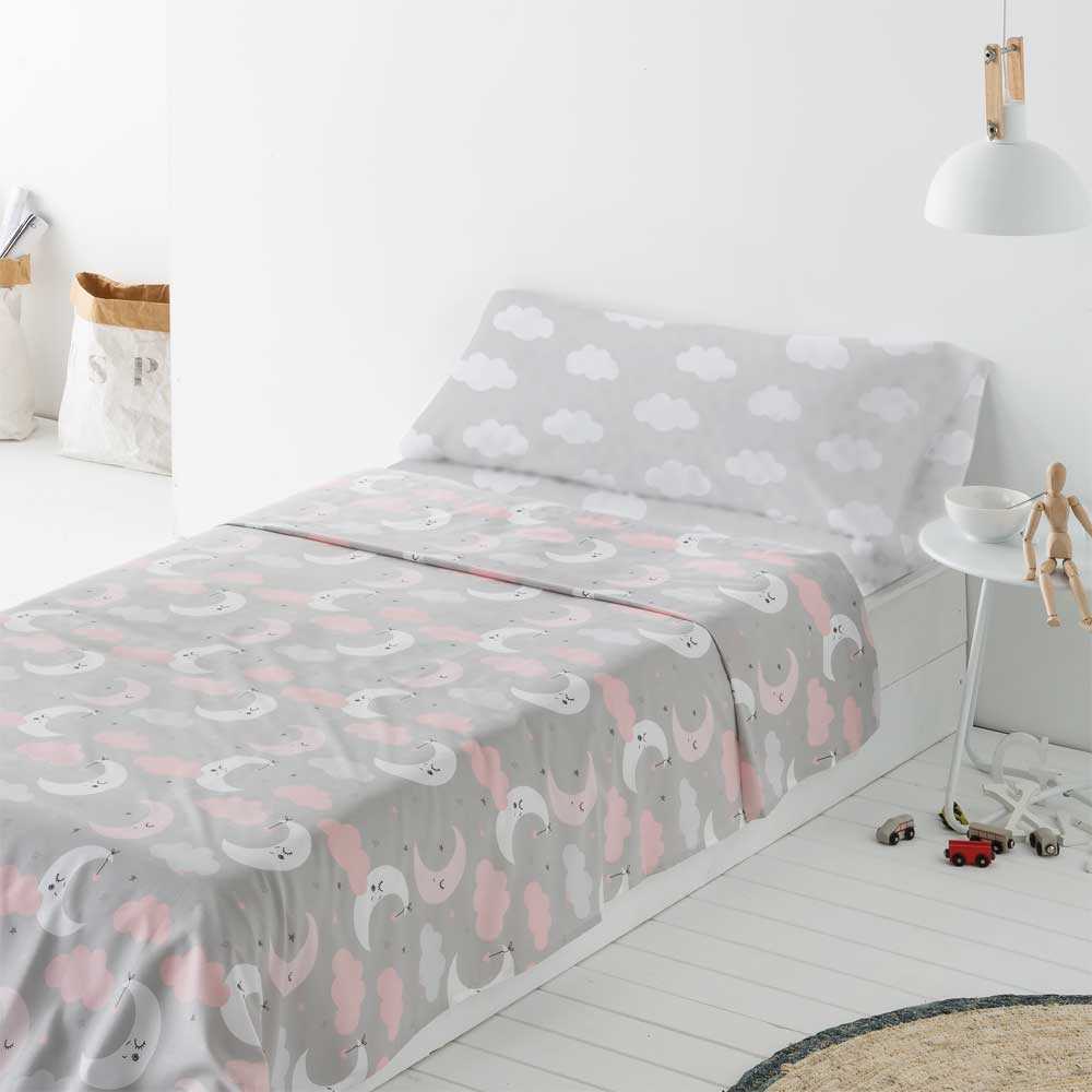 Cotton artean - juego de sabanas infantil/juvenil lunitas cama de 90