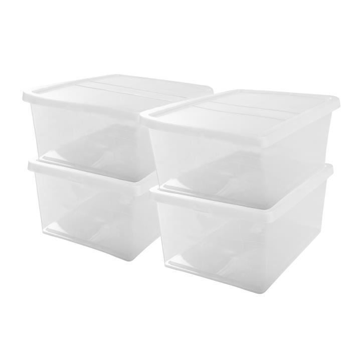 Iris Ohyama, set - 3 boîtes de rangement sur roulettes avec couvercle