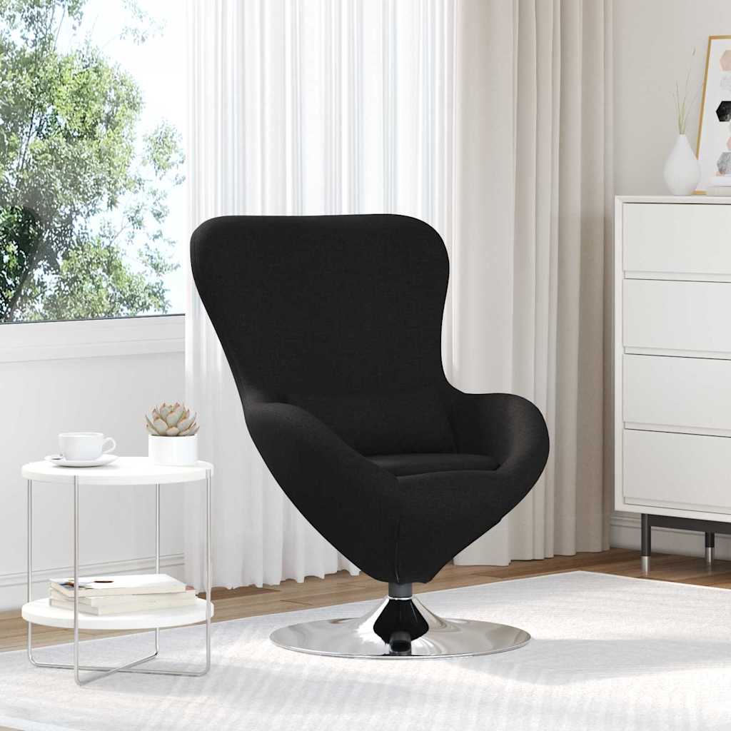 Fotel jajo Czarny 63 x 73 x 90 cm tkanina vidaXL