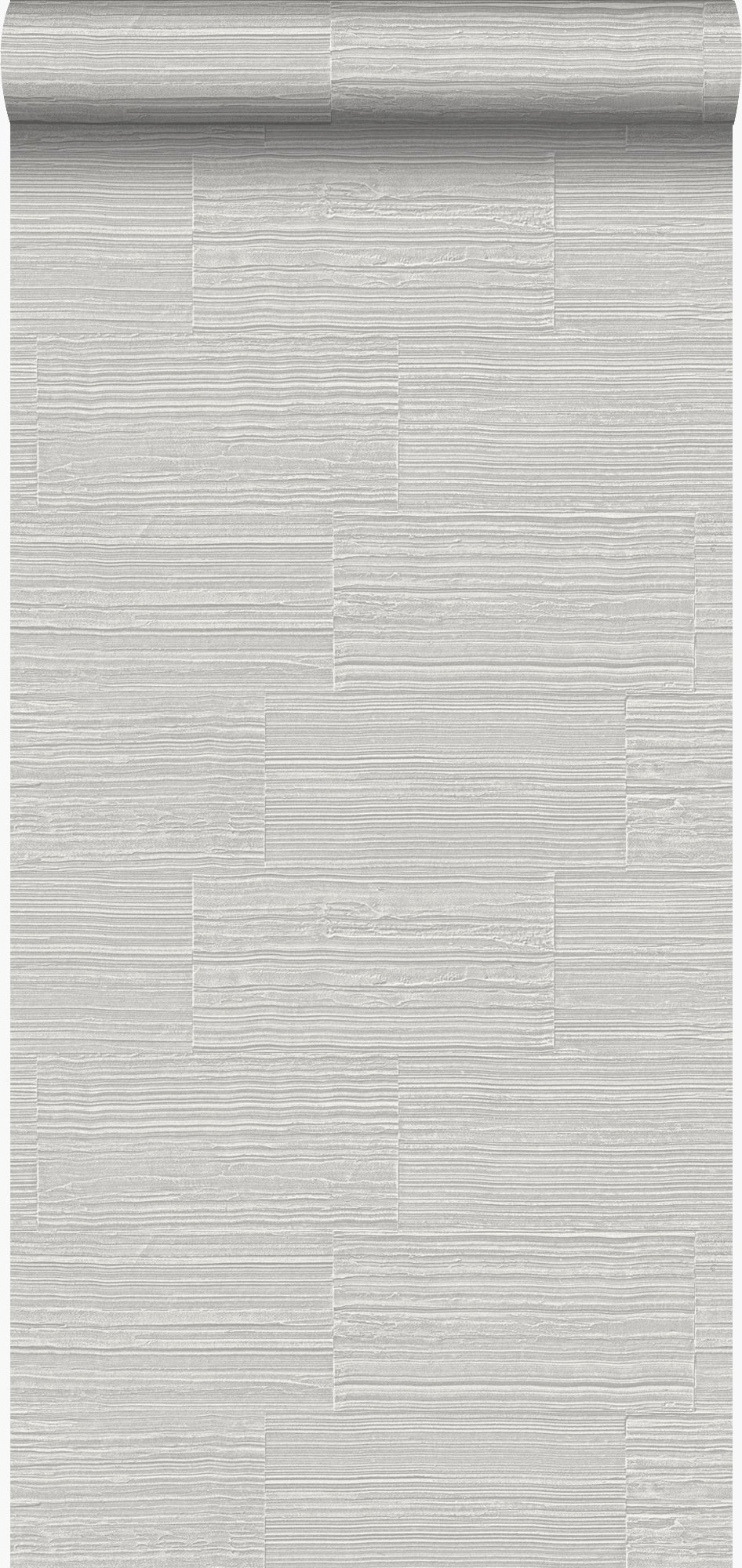 Papel pintado bloques de piedra natural rugosos retro en aparejo de soga gris claro - 53 cm x 10.05 m - origin wallcoverings
