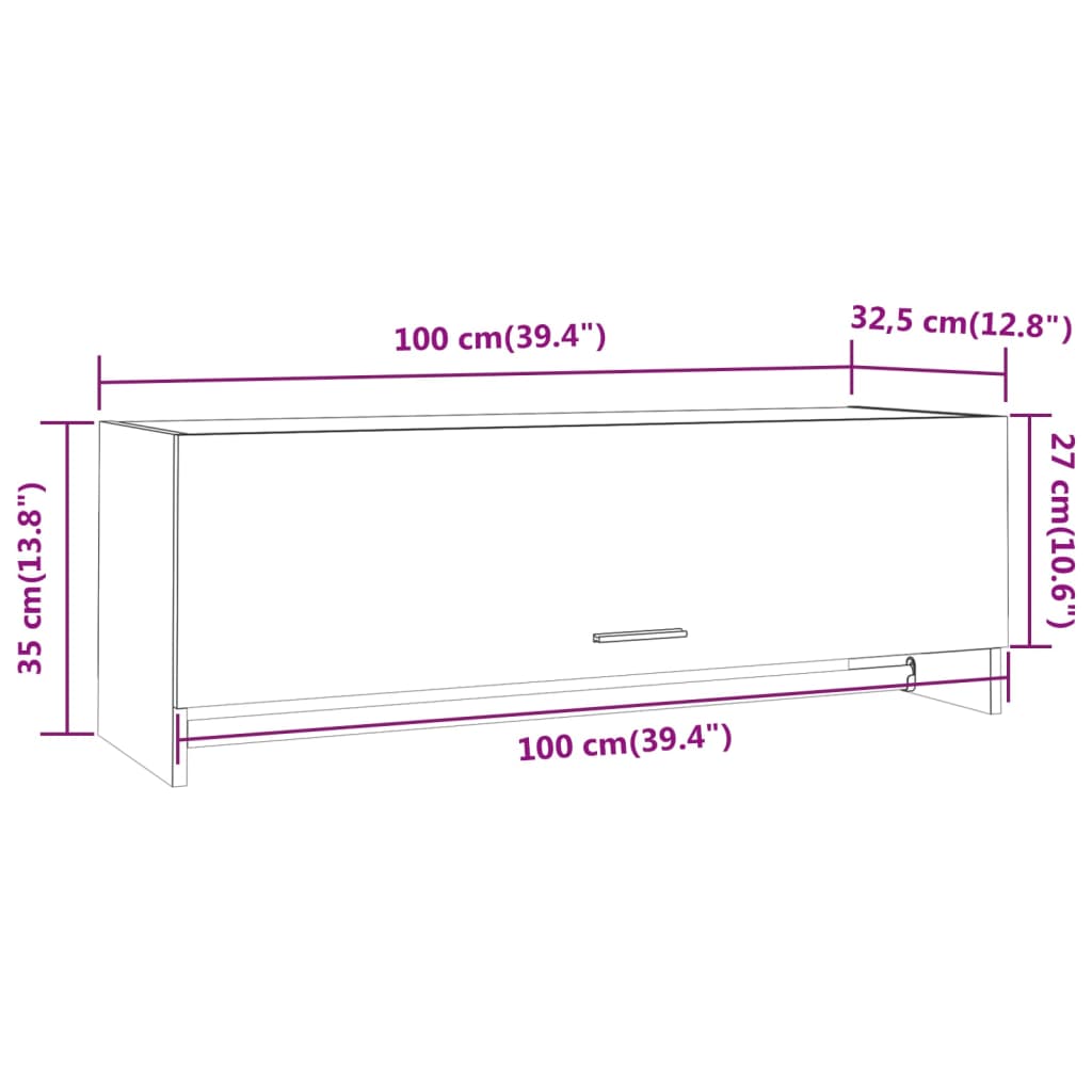 Armário em contraplacado de carvalho fumado 100x32,5x35 cm - COMFORTXL - 9