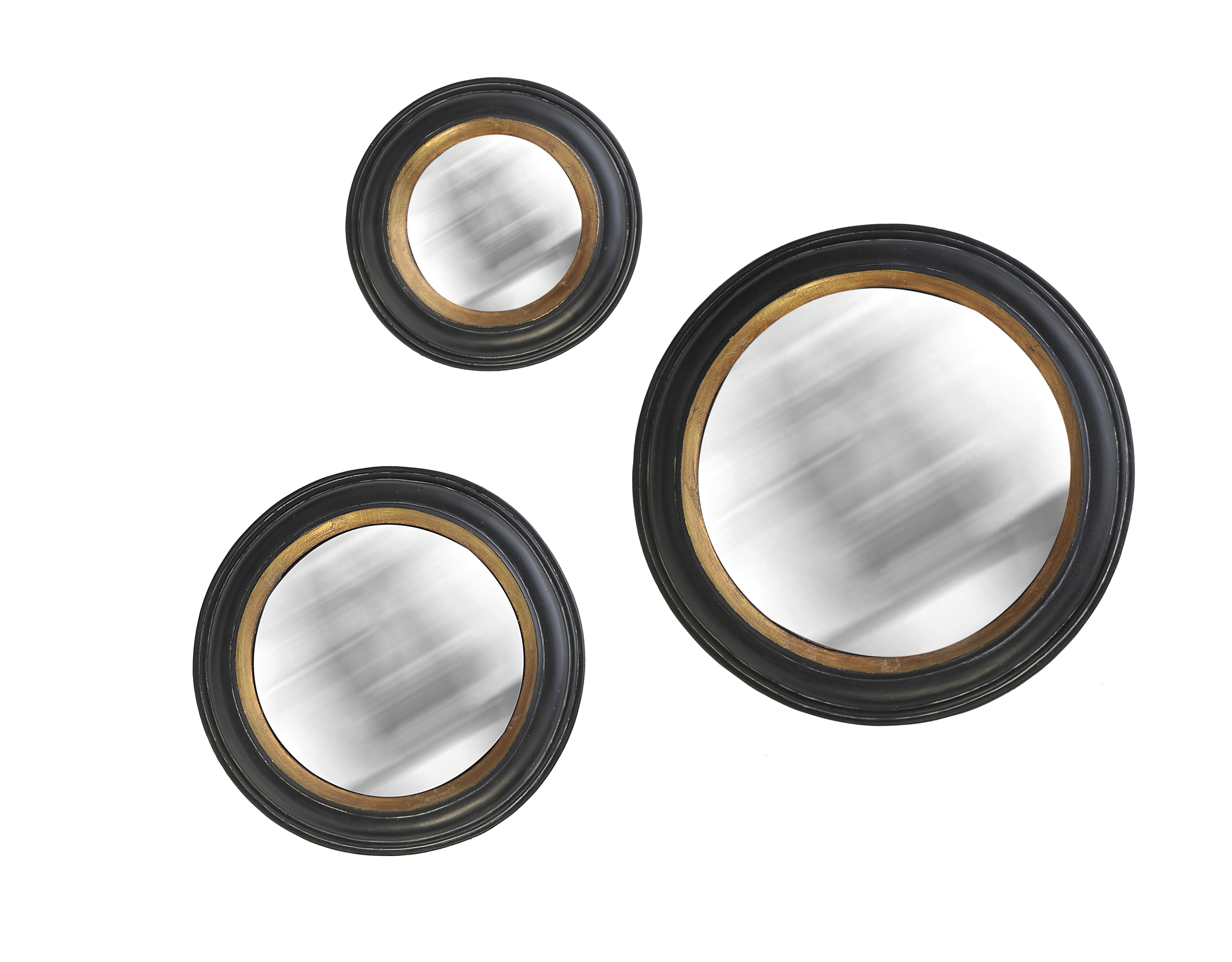 Lot de 3 miroirs ronds convexes noir et doré 18, 24 et 27cm Leroy Merlin