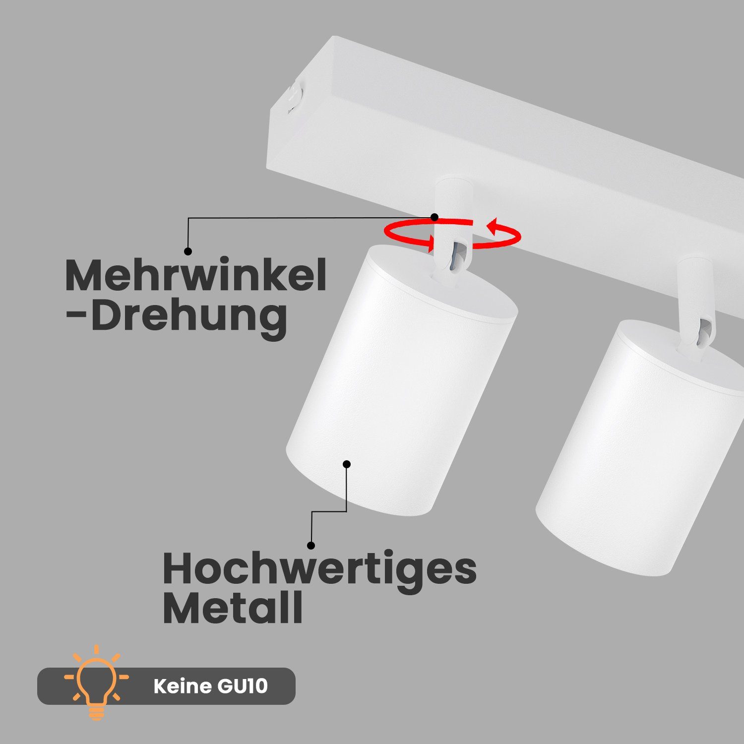 NETTLIFE Spot Max.25w GU10 Luz de techo LED Lámpara de moderna Lámpara de pared industrial giratoria de 350 ° para sala de estar Dormitorio - 4