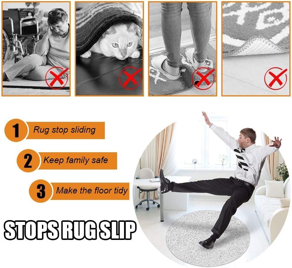 8 Fixadores de Tapete Antiderrapantes – Reutilizáveis, Laváveis ​​– Cantos Antirrugas para Pavimentos de Madeira/Azulejo - 5