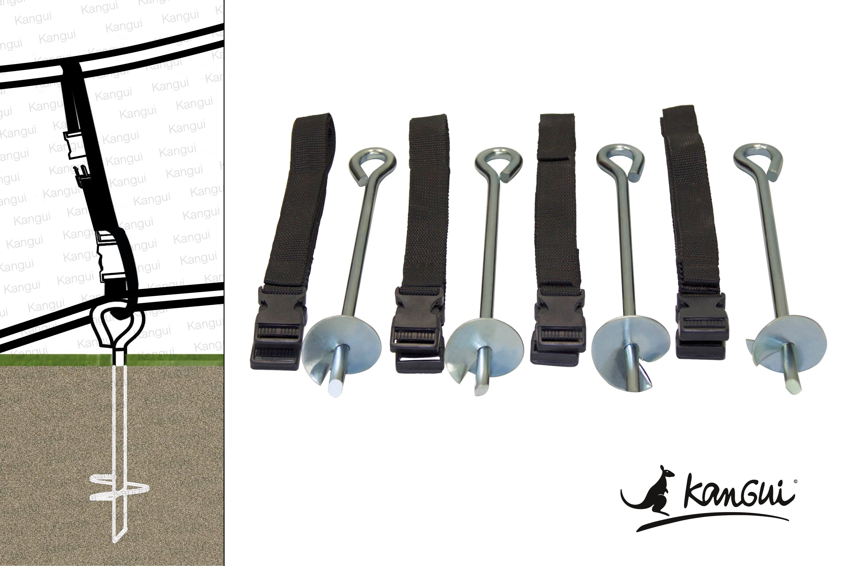 Kangui - Kit ancrage au sol - 4 sardines de fixation et sangles - Adaptable - Universel - 5