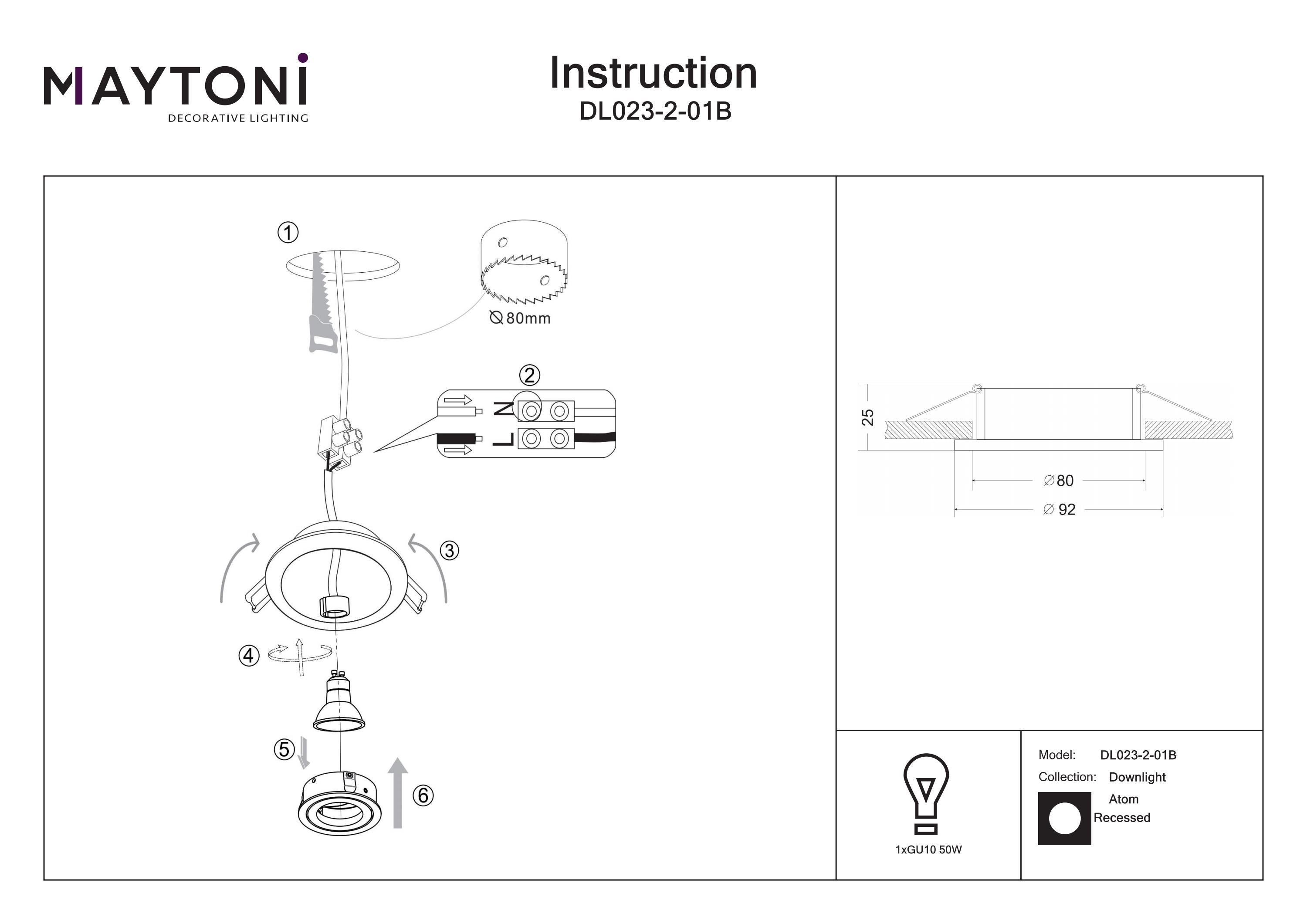 Faretti da incasso Atom, Alluminio, Colore Nero, per cucina soffitto mobile luce binario GU10x1 50W IP 20 non incl. - 4
