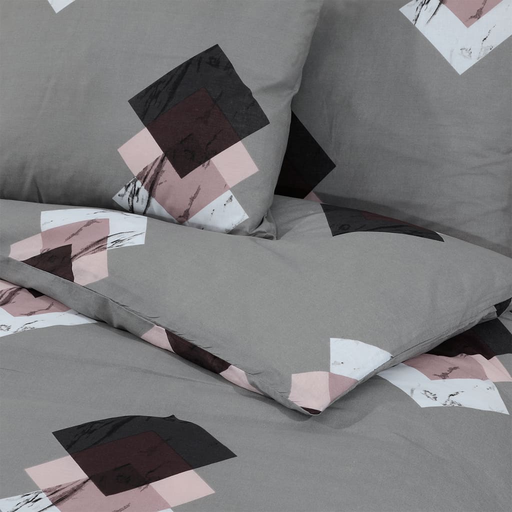 Completo copripiumino in cotone grigio 200x200 cm - 5