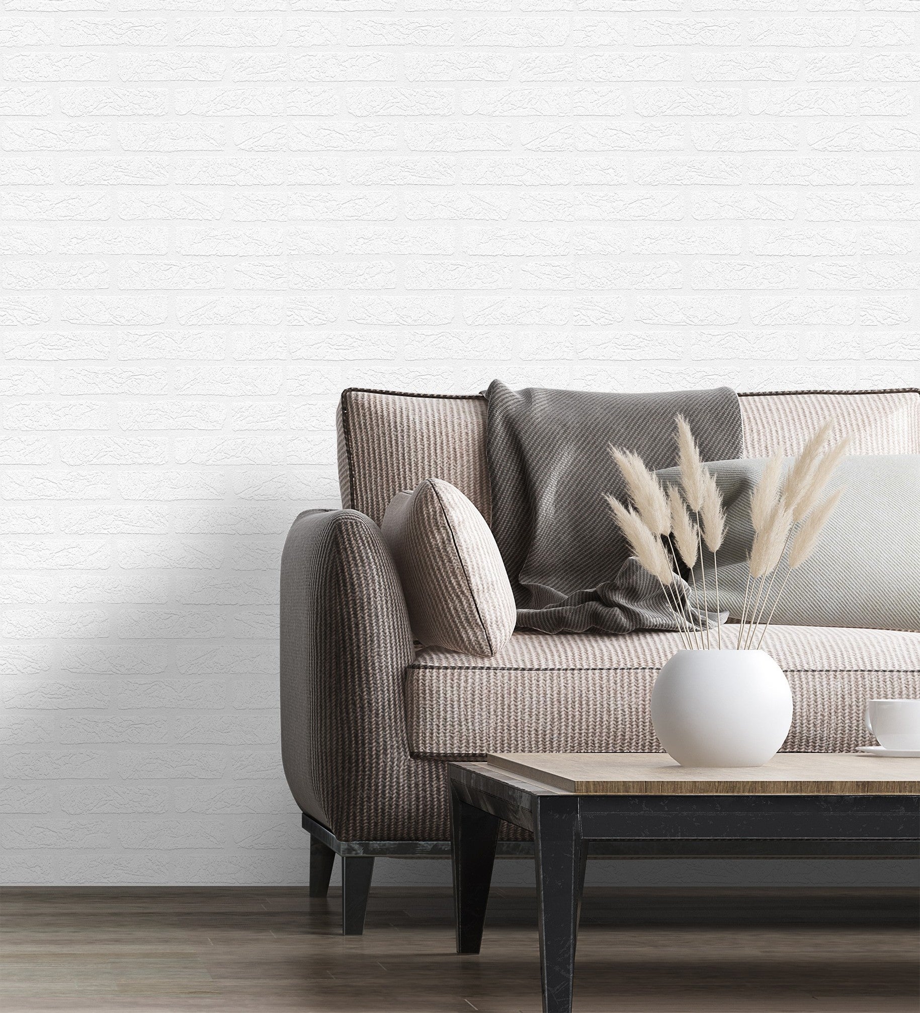 Papel pintado muro de ladrillos blanco 3D repintable alto relieve - Capitol Street 421612 de GAULAN - Rollo de 10 m x 0,53 m - 5