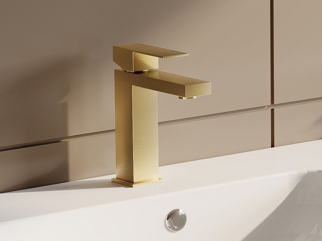 Kwadratowa bateria mechaniczna ze szczotkowanej stali nierdzewnej - Złota - H17,8 - CANILAS