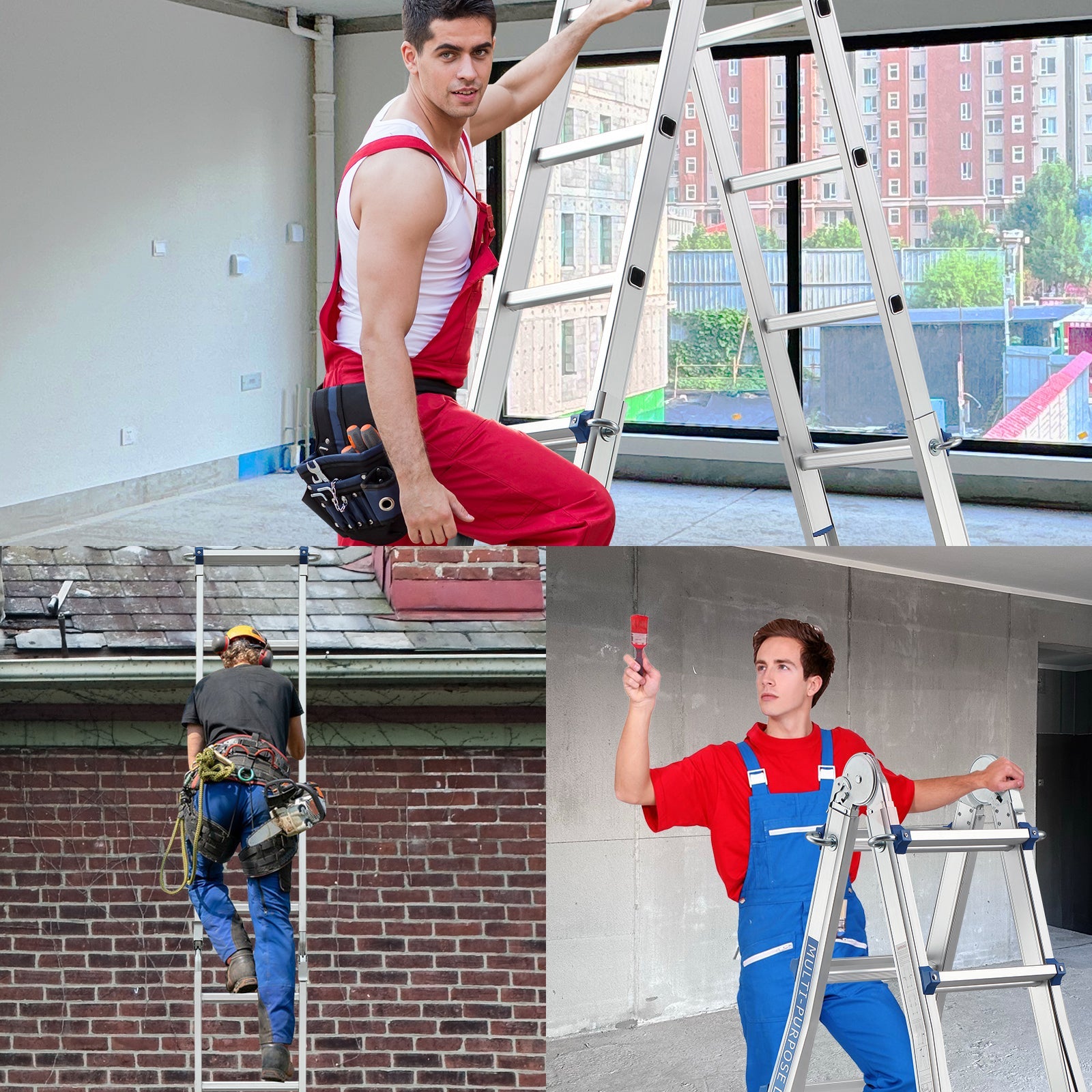 TEENO Echelle Telescopique 5,1m, Échelle Télescopique en Aluminium, Escabeau 5x5 Marches, Marchepieds Escamotables - 7